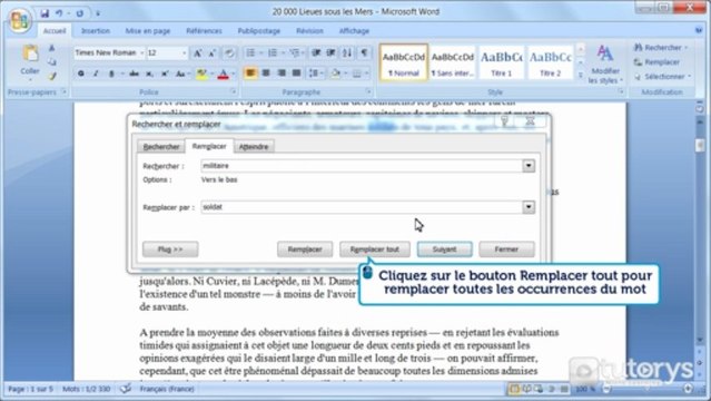 Comment utiliser la fonction remplacer avec Word 2007 ?