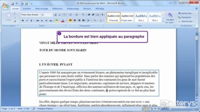 Comment modifier les bordures de page et de paragraphe avec Word 2007 ?