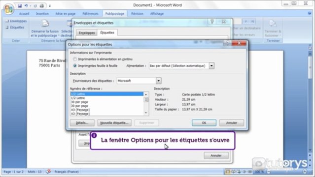 Comment créer des enveloppes et des étiquettes avec Word 2007 ?