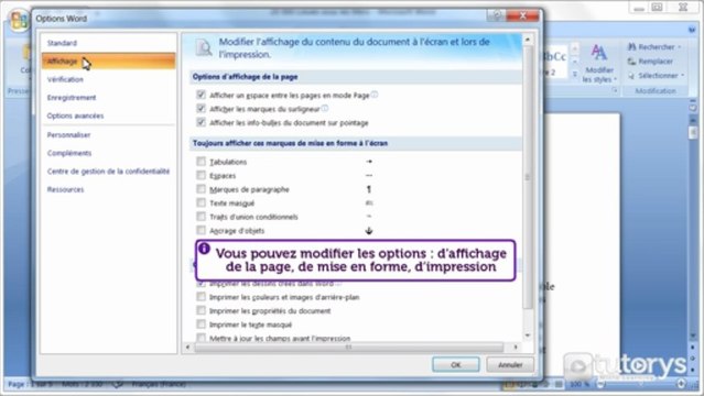Comment modifier les options générales de Word 2007 ?