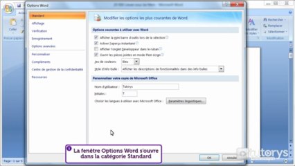 Comment modifier les options avancées de Word 2007 ?