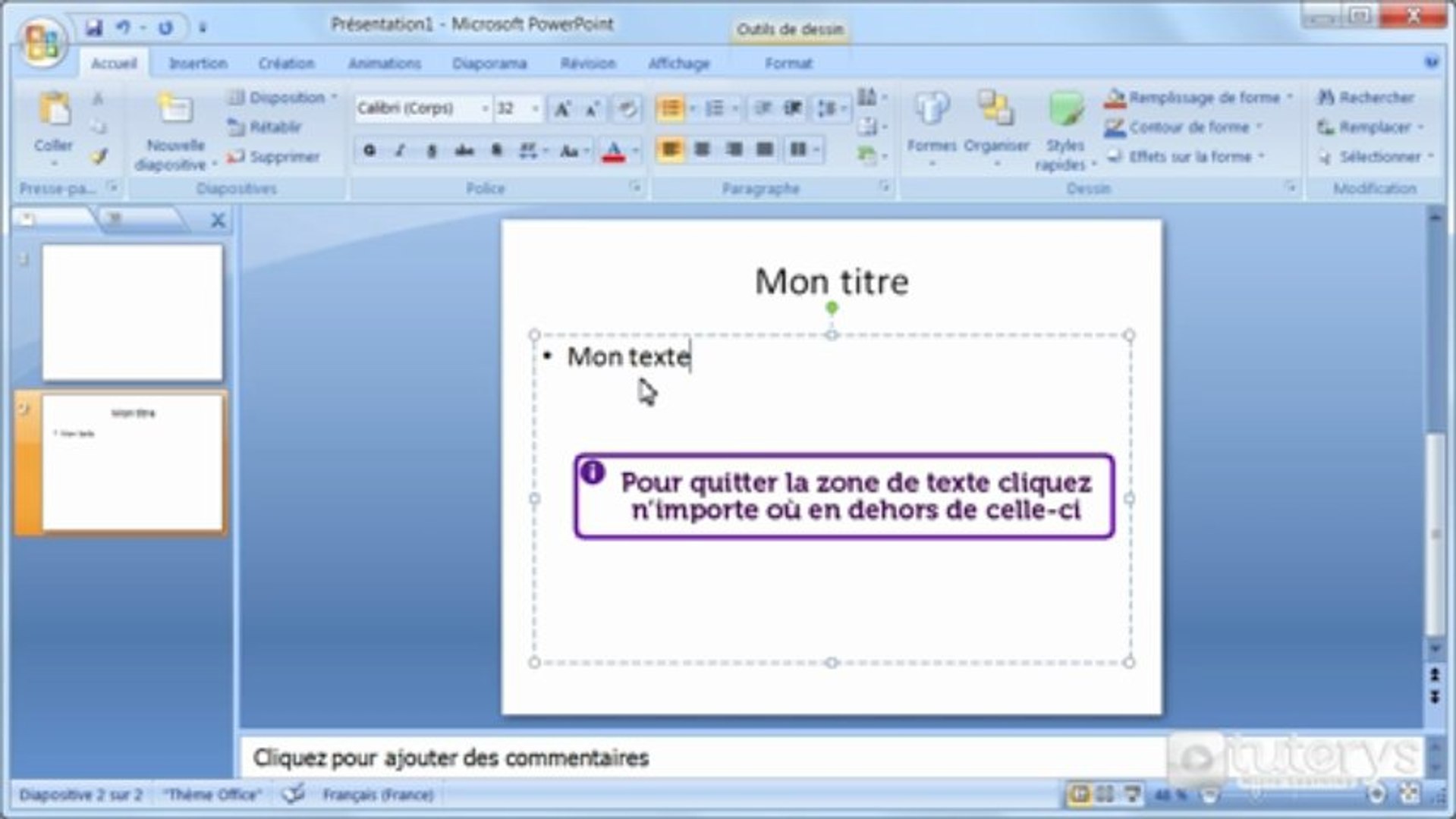 Comment saisir du texte sur une diapositive avec PowerPoint 2007 ? - Vidéo  Dailymotion