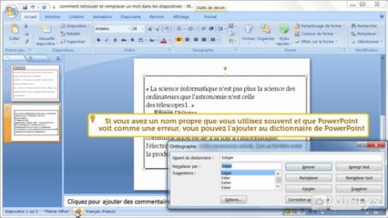 Comment utiliser le correcteur d'orthographe avec PowerPoint 2007 ?