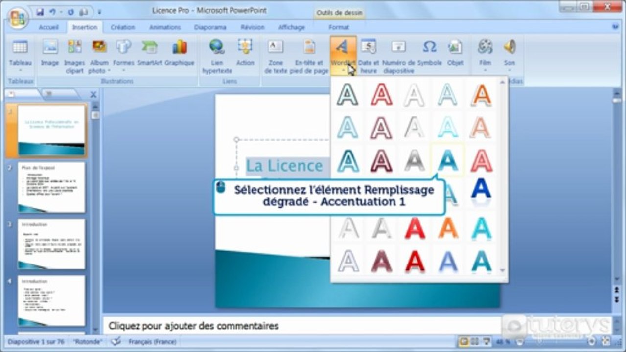 Comment utiliser l'outil WordArt sur un titre avec PowerPoint 2007 ?