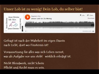 Unser Lob ist zu wenig! Dein Lob, du selber bist