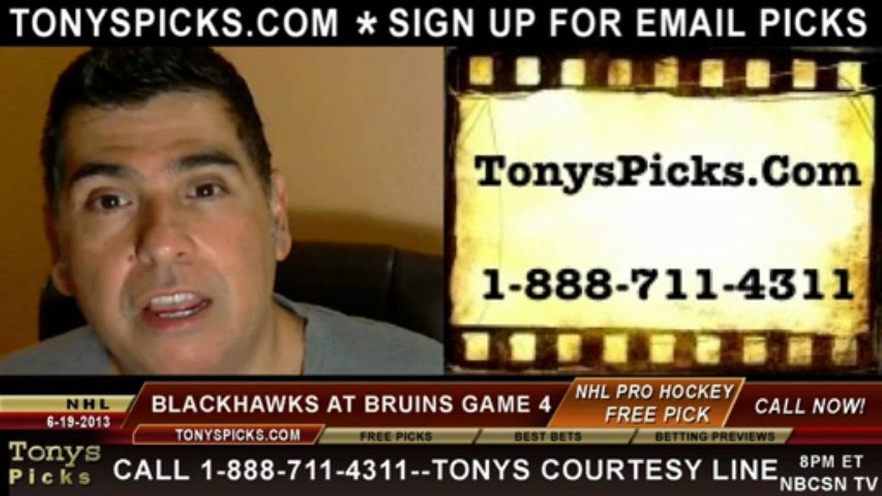 NHL Game 4 Pick Prediction Boston Bruins vs. Chicago Blackhawks Odds Playoff Preview 6-19-2013