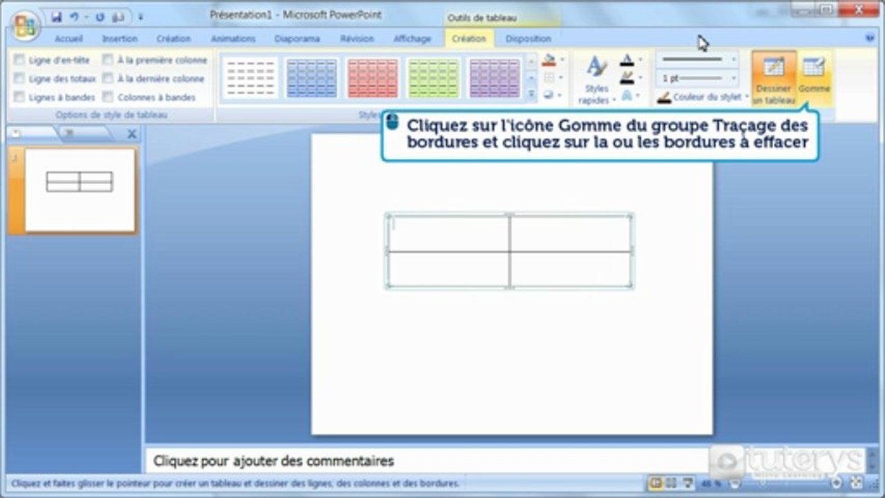 Comment insérer un tableau avec PowerPoint 2007 ?