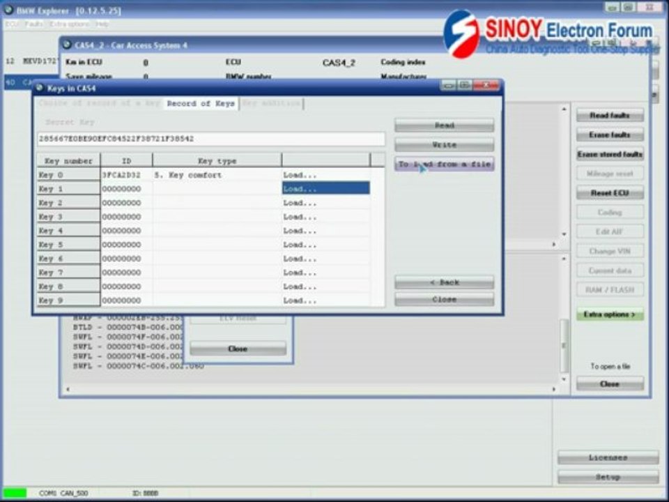 Write Keys CAS4 (Fxx) by OBD motor N55