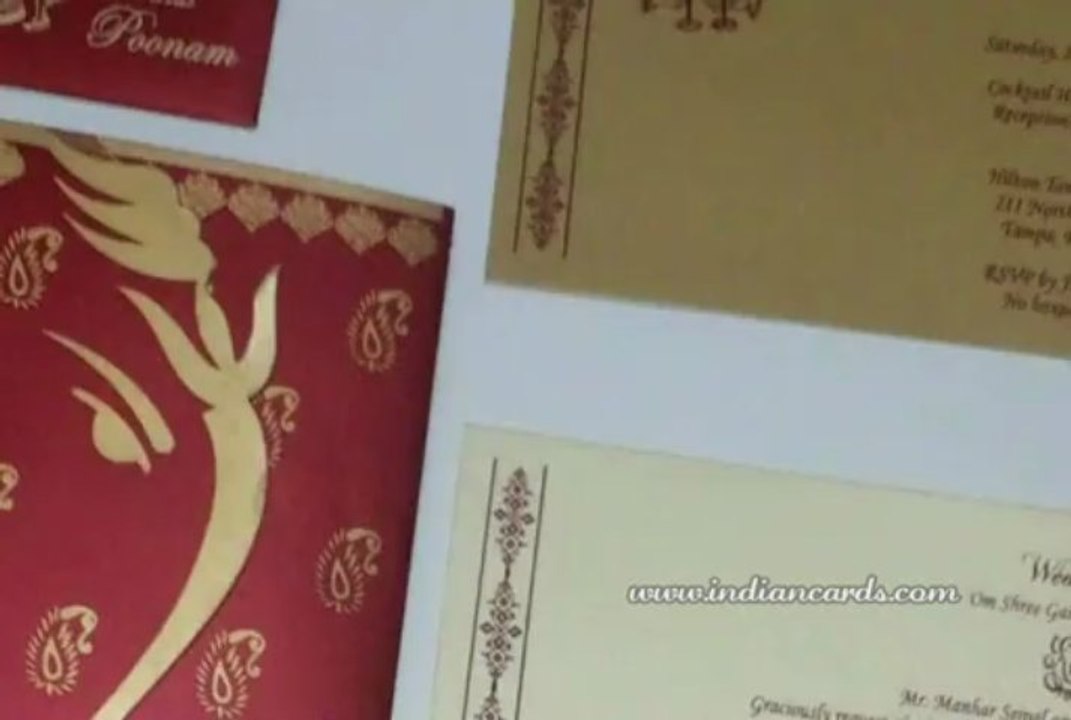 W-5364, Maroon Color, Shimmer Paper, Handmade Wedding Invitation Cards