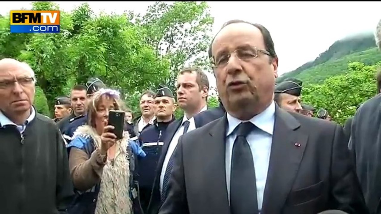 Hollande auprès des sinistrés dans les communes inondées - 20/06