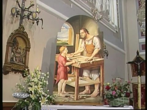 San Giuseppe Lavoratore olio su tela opera del pittore CESARE GIULIANI chiesa S.S. Annunziata Vasto ( CH )
