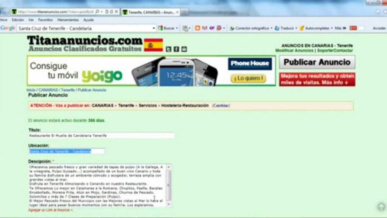Video Anuncios Gratis ,Anuncios Clasificados Gratis