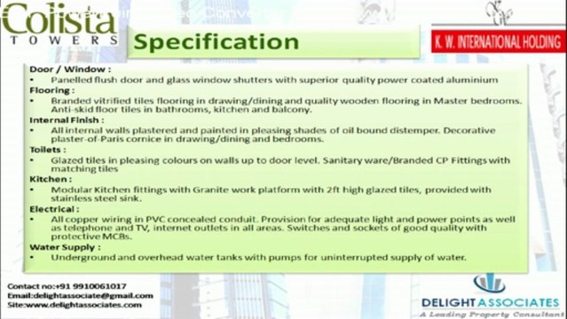 Colista Tower Near Vaishali Metro Station Ghaziabad - 2/3/4 BHK Apartment call @ 9910061017