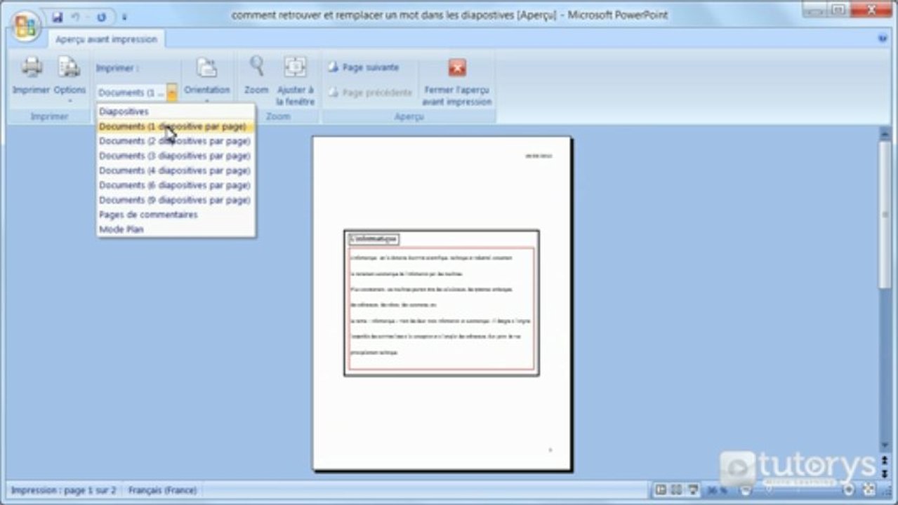 Comment faire un aperçu avant impression avec PowerPoint 2007 ?