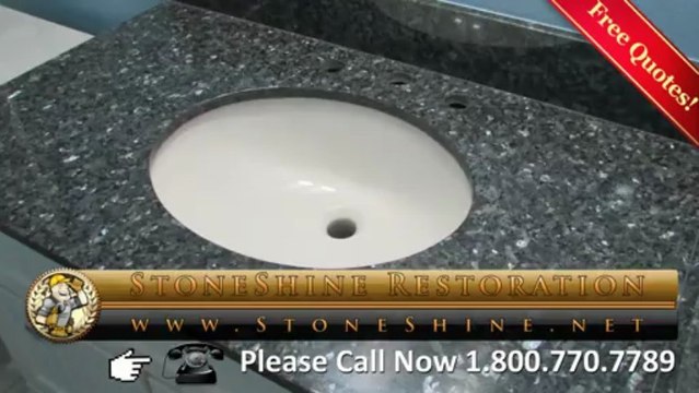 BATHROOM COUNTERTOP RESTORATION - Palm Springs Granite Polishing, & Sealing (before & after)