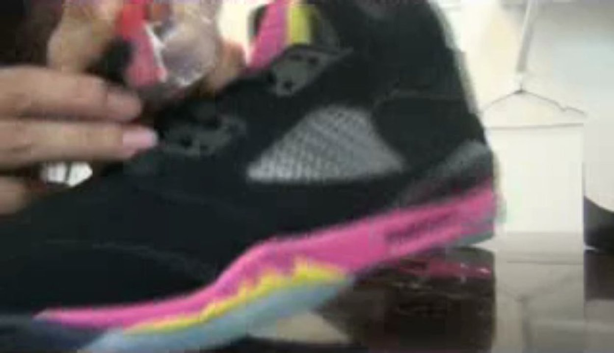 Air Jordan V Retro GS - Black - Bright Citrus - Fusion Pink 360kicks.com