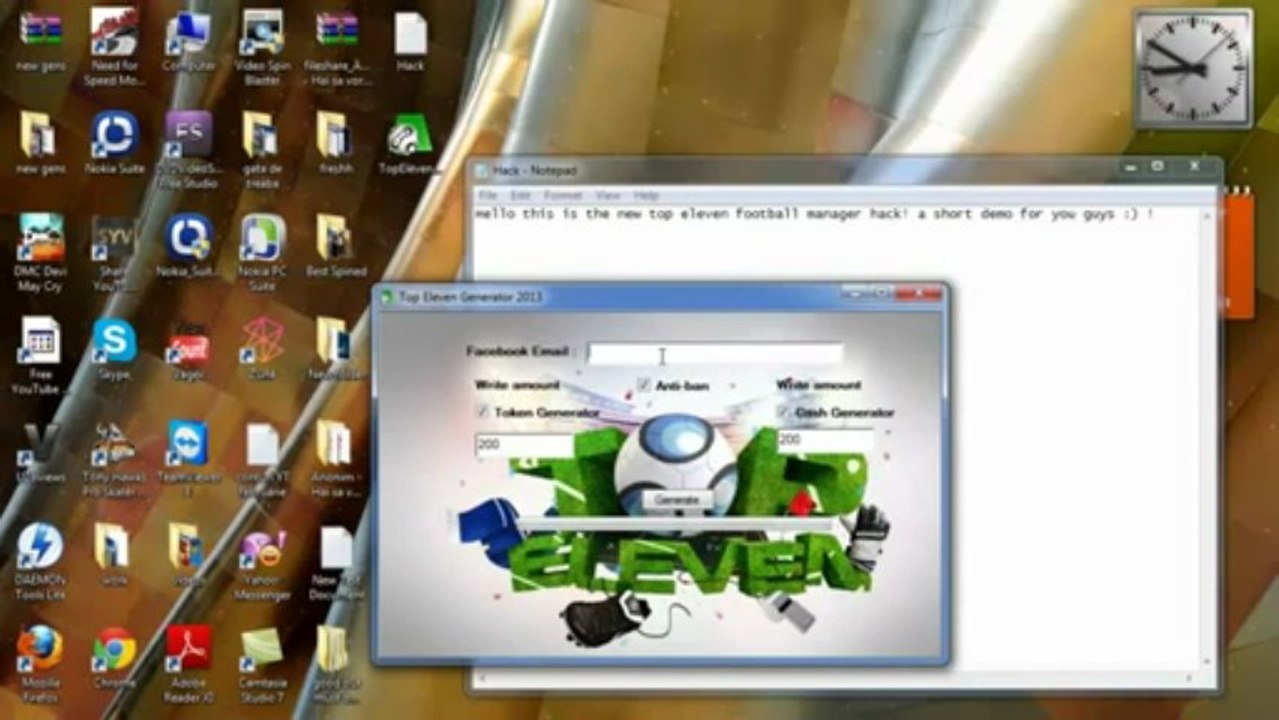 Top Eleven Generator Tokens Hack 2013