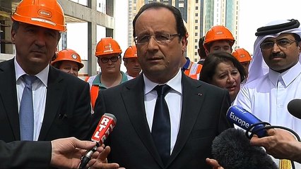 Interview du président de la République durant la visite du chantier de Qatar Petroleum District