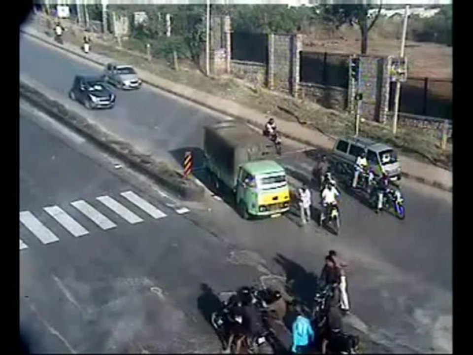Traffic awareness_Accident_ Bus Hits Two Wheeler Traffic Police