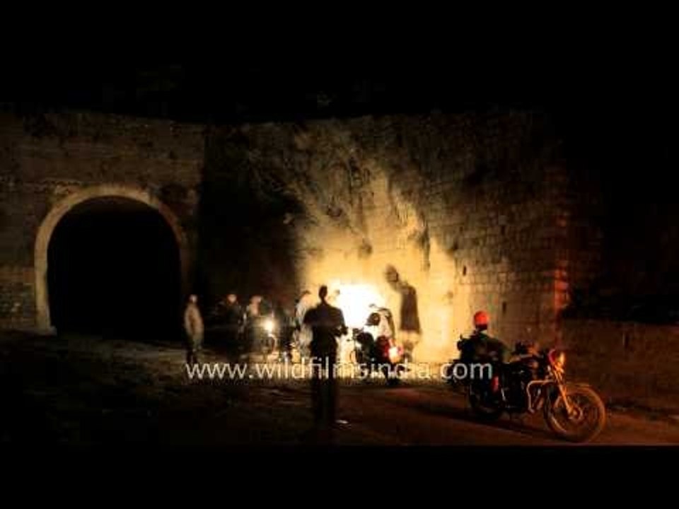 Heavy trucks pass through Banihal tunnel in Kashmir