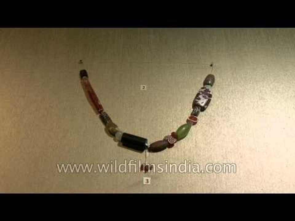 Beads, Semi Precious Stones, Shells,etc of Harappan Periods at display