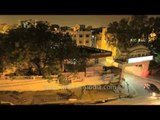 Night time lapse of speeding cars in GK, Delhi