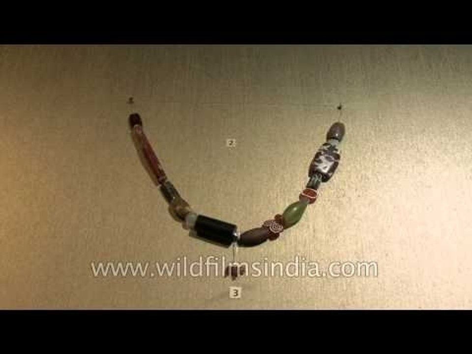 Display of Beads, Semi Precious Stones, Shells,etc of Harappan Periods