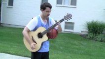 Guitar tapping and basket-ball drum. Amazing!