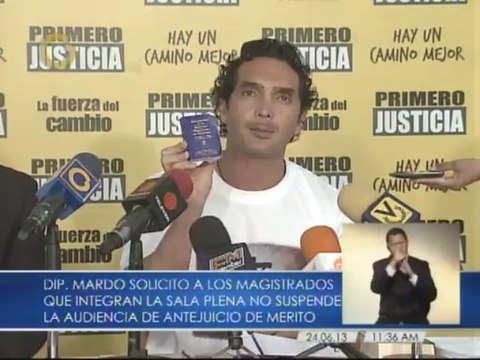 Richard Mardo solicito a los magistrados de la sala plena del TSJ no suspendan el antejuicio de mérito que se le sigue