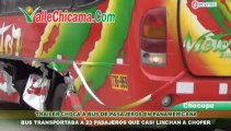 Bus de pasajeros es chocado por trailer en panamericana de Chocope