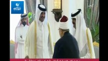 تهنئة الشيخ يوسف القرضاوي لامير قطر الشيخ تميم بمناسبة توليه مقاليد الحكم في قطر