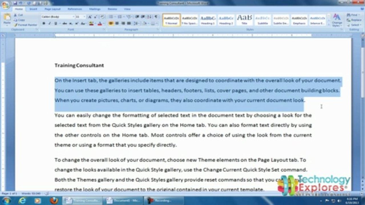 Formatting Paragraphs in Ms Word 2007 ch 5