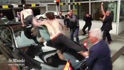 Les Femen se jettent sur la voiture du premier ministre tunisien, en visite à Bruxelles