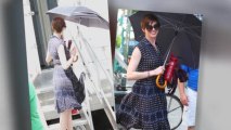Anne Hathaway Narrowly Avoids a Wardrobe Malfunction on Film Set