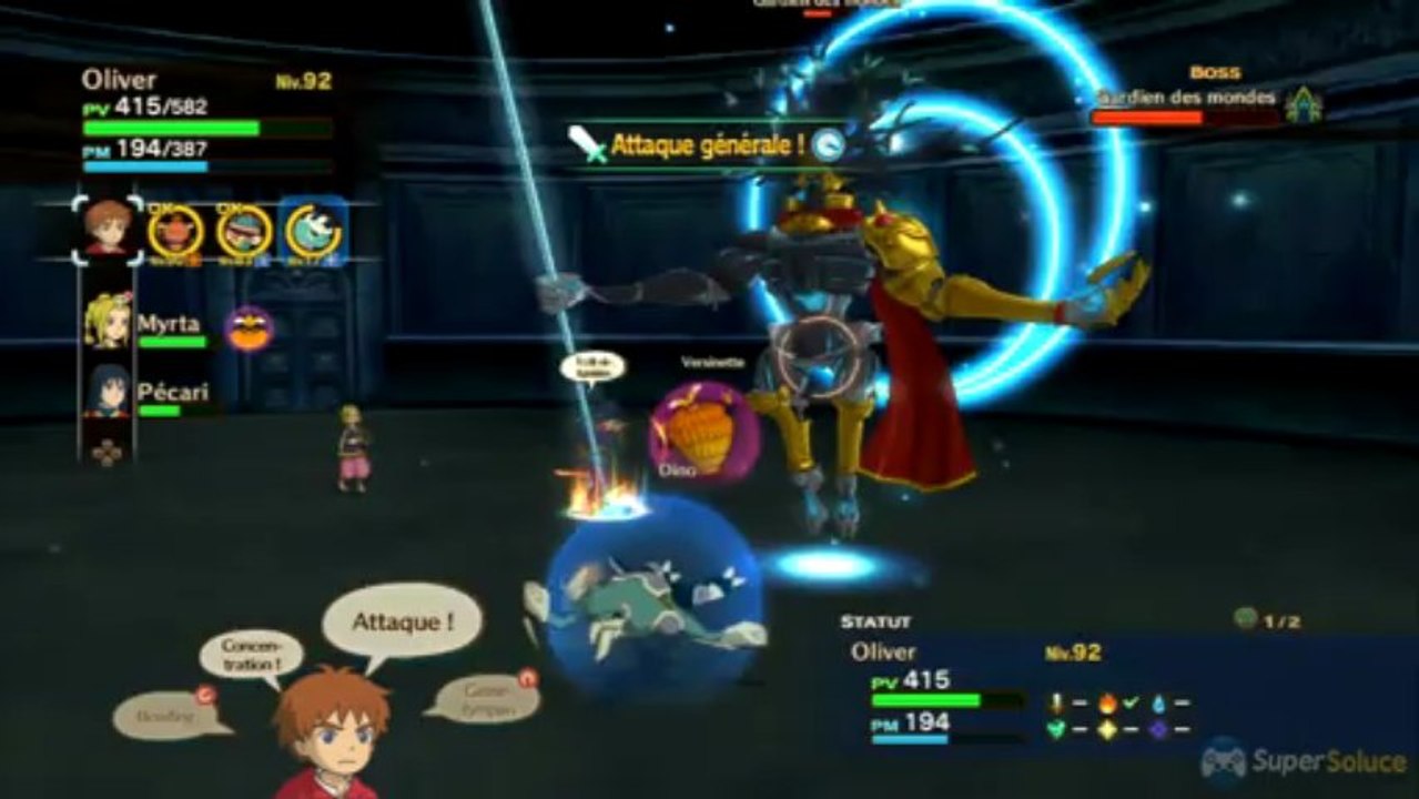 Ni No Kuni : La Vengeance de la Sorcière Céleste - Combat contre le gardien des mondes