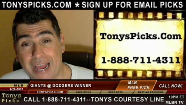 MLB Pick LA Dodgers vs. San Francisco Giants Odds Prediction Preview 6-25-2013