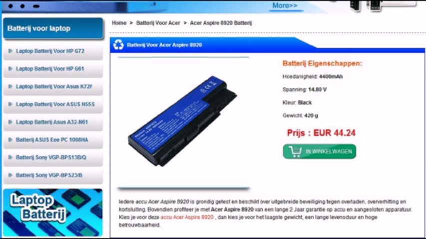 caccu.nl - laptop batterij, adapter laptop