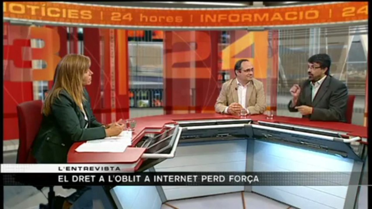 TV3 - Entrevista 3/24 - El dret a l'oblit a internet perd força. Miquel Peguera, professor de dret