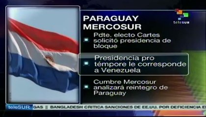 Pdte. paraguayo condiciona regreso de su país al Mercosur