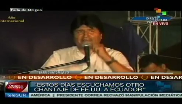 Evo Morales condenó pretensiones de EE.UU. para chantajear a Ecuador