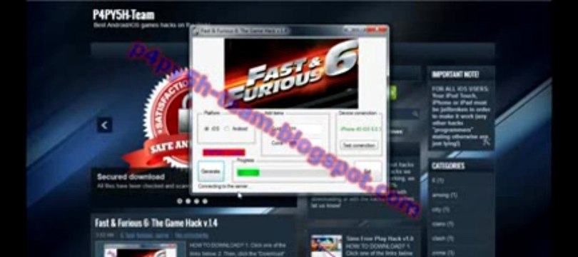 Fast and Furious 6 The Game Hack Cheat iOS ANDROID FREE GOLD AND COINS