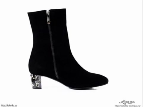 KOKETKA BOUTIQUE - Нубуковые ботинки с камнями Flower