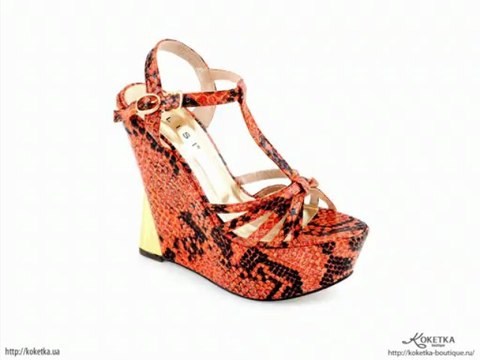 KOKETKA BOUTIQUE - новая коллекция обуви, босоножки черно - оранжевые Qilisi