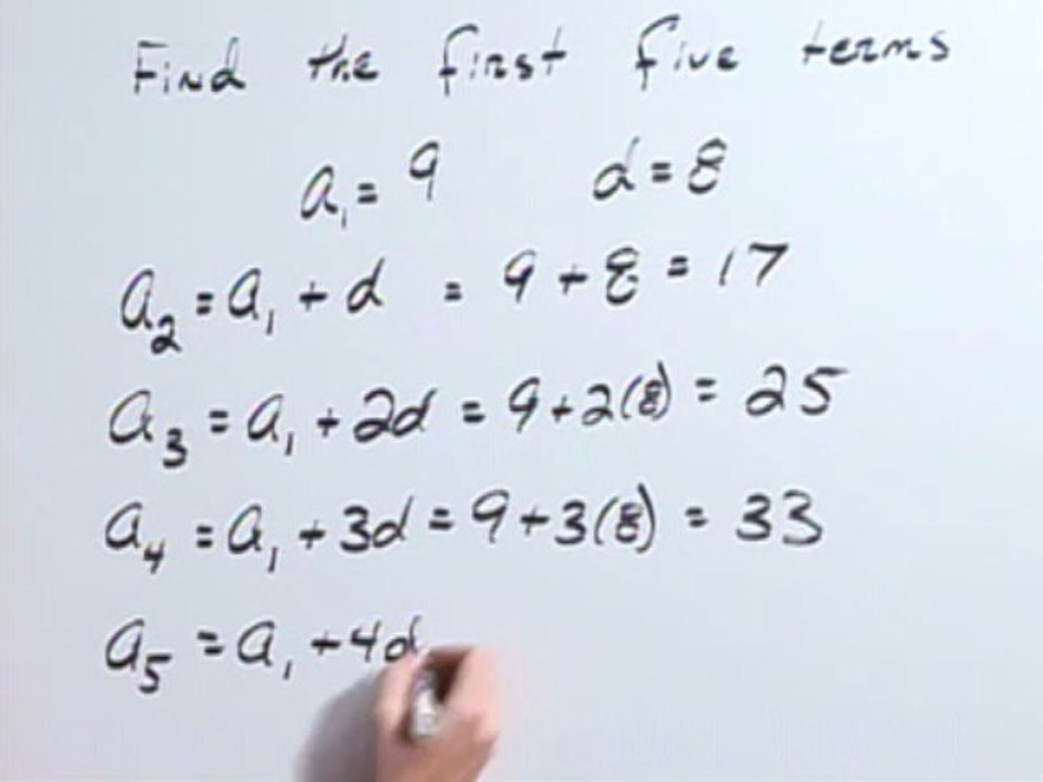 Find the First Five Terms of the Arithmetic Sequence