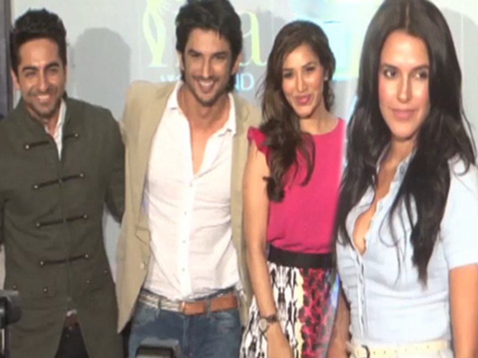 Ayushman Khurana Neha Dhupia Sushant Singh Rajput at IFFA Awards 2013 Announcements