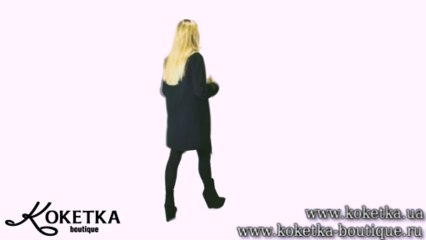KOKETKA BOUTIQUE -Черное пальто без застежки и с меховыми манжетами
