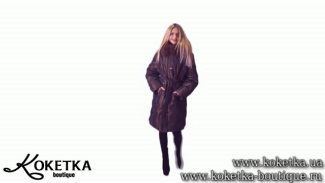 KOKETKA BOUTIQUE - Пуховик зеленый с отливом, под пояс.