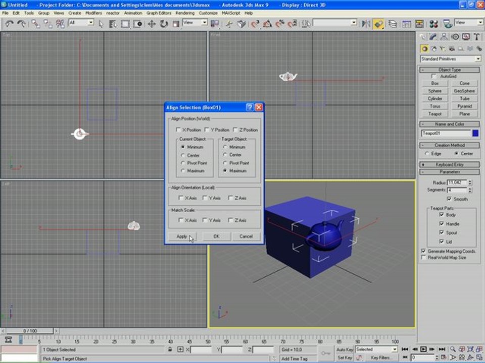 Exercice4 : Poser une théière sur une boîte