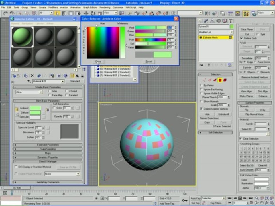 Exercice24 : Différents matériaux suivants les faces d'un objet