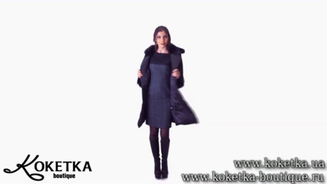 KOKETKA BOUTIQUE - Черный пуховик с меховым воротом и манжетами